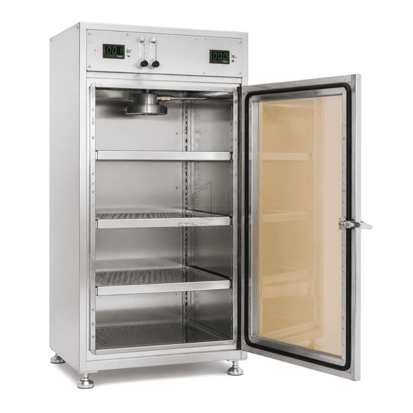 Complete nitrogen dry cabinet with open gasketed door and purge diffuser interface