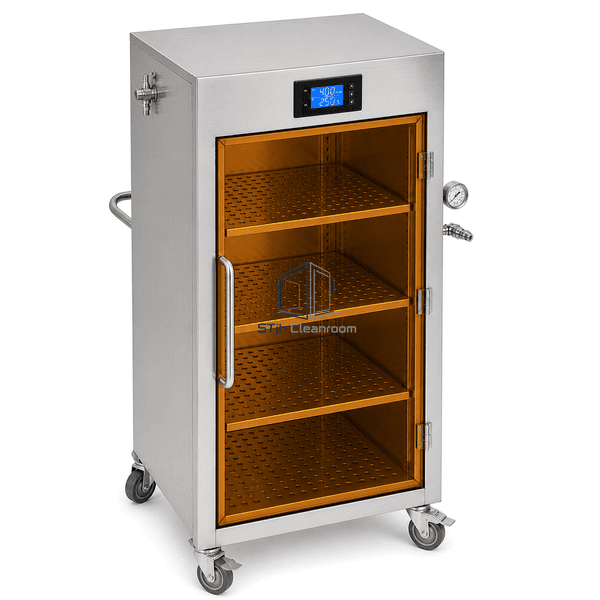 Nitrogen-purged cabinet elevated view showing top controller and amber door