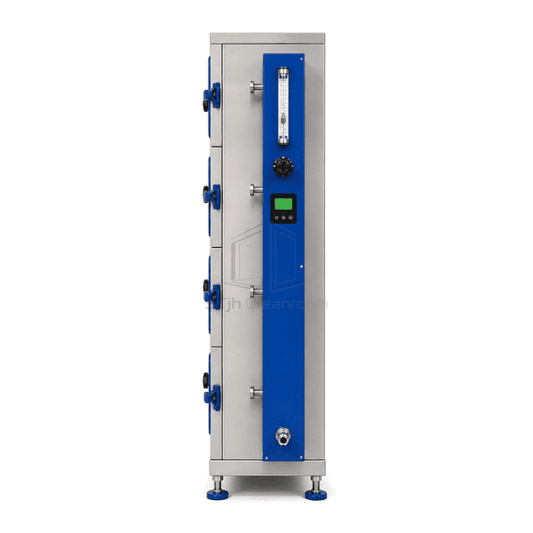 Side view showing nitrogen distribution plenum and cabinet depth