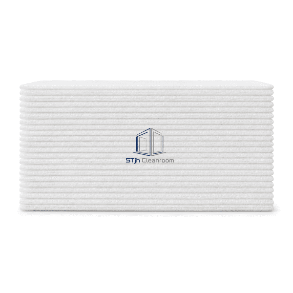 Side profile of layered hydroentangled cleanroom wipes