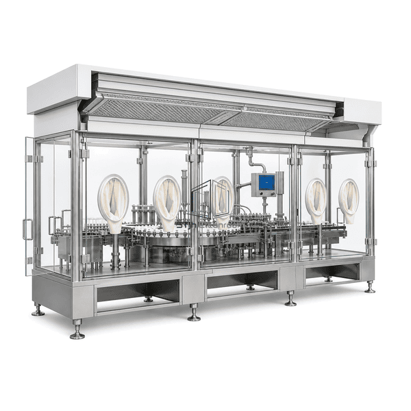 Side cutaway showing HEPA downflow and open cleanroom interface