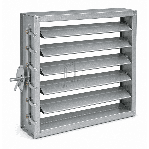 Complete wide multiblade control damper with actuator mount