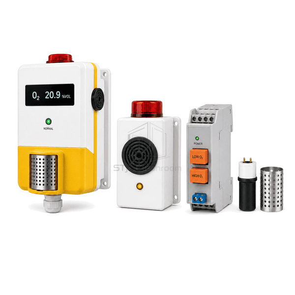 Horizontal arrangement of oxygen detector, remote beacon and alarm relay module
