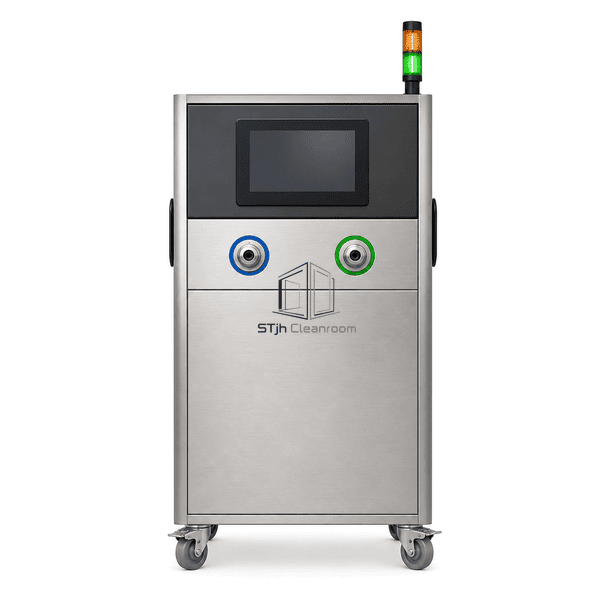 Front view of ozone generator controls and gas outlets
