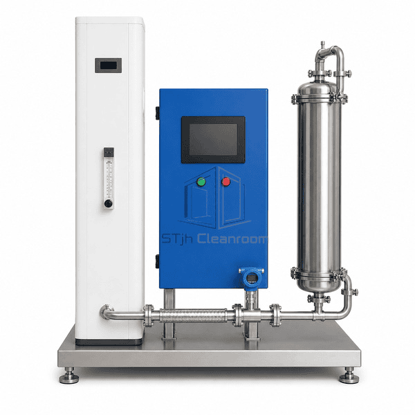Ozone sanitization system front view showing generator controls and process loop