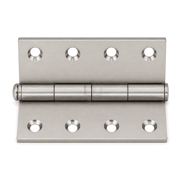 Horizontal complete view of the pass box door hinge with four holes per leaf