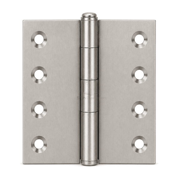 Straight front view of the two-leaf pass box hinge and central pin barrel
