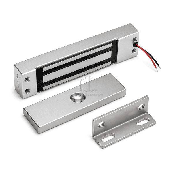 Mounting-interface view of the magnetic lock face armature hole and bracket slots