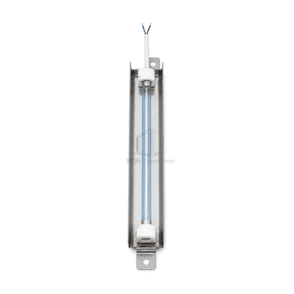 Upright front view of the pass box UV-C lamp tube and two ceramic holders