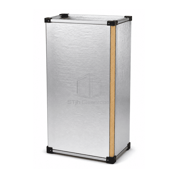 Upright front view of a complete phenolic insulated duct section