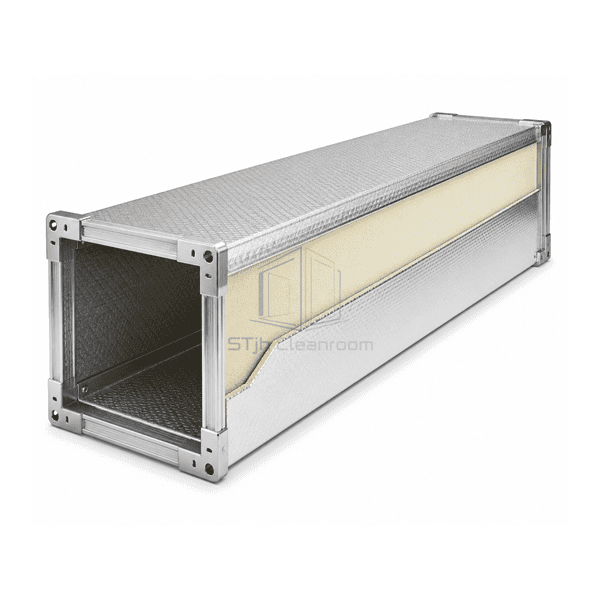 Side cutaway showing closed-cell PIR core between aluminum foils