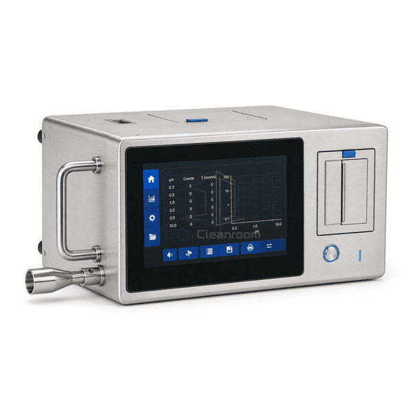 Portable particle counter in complete horizontal transport orientation