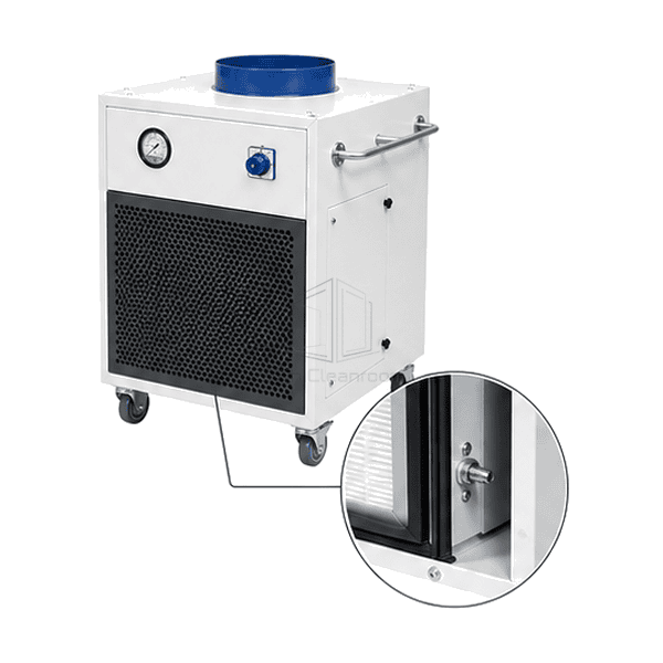 Complete positive-pressure purification unit with magnified HEPA gasket and sealed supply flange