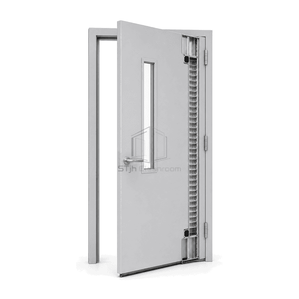 Side section showing steel skins and aluminum honeycomb door core