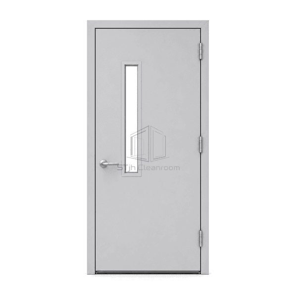 Front elevation of a full-height powder-coated steel cleanroom door