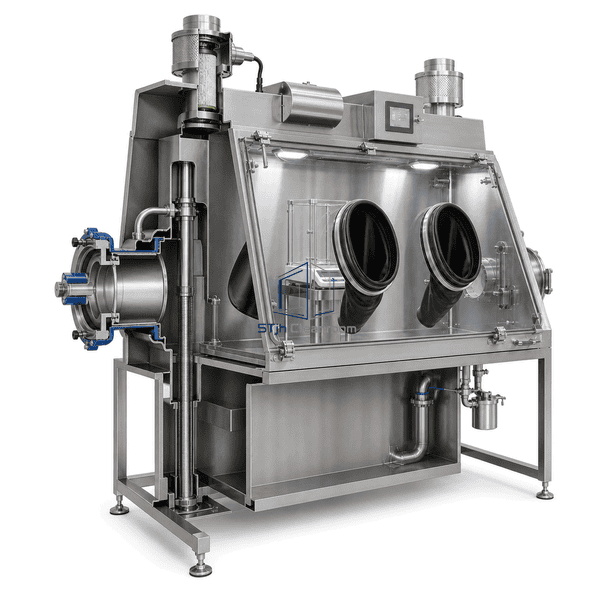 Side cutaway showing source transfer, balance and staged exhaust filters