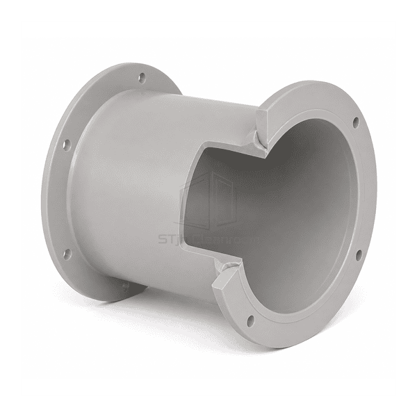 Side view showing thick homogeneous polypropylene duct wall