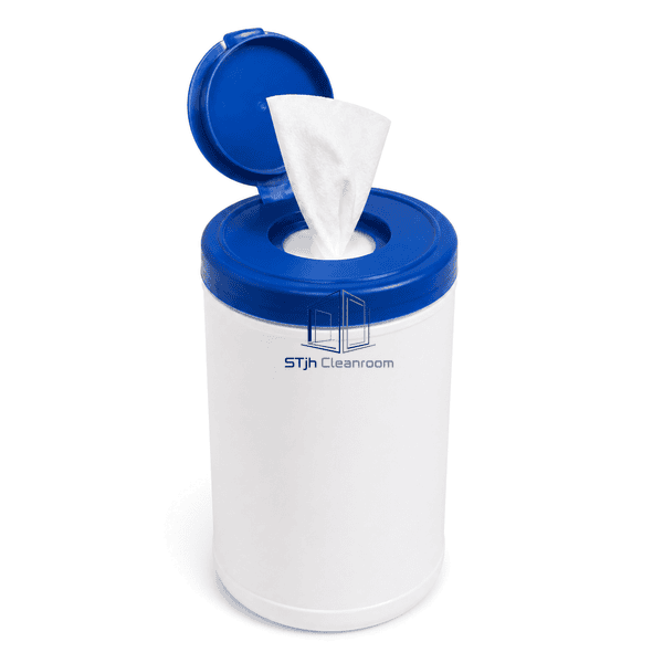 Complete canister emphasizing the hinged lid and dispensing port