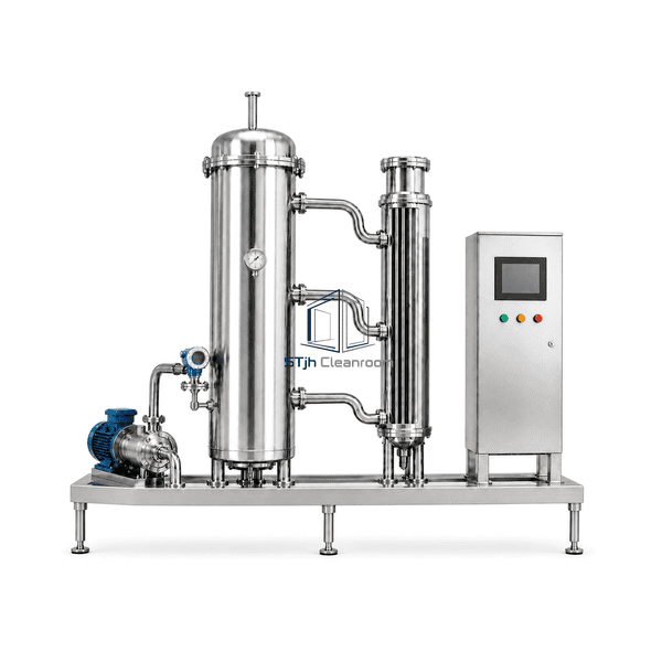 Pure steam generator front view showing two parallel stainless generator bodies
