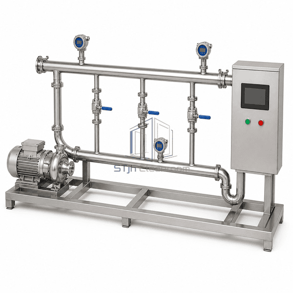 Purified Water distribution loop wide view of supply and return headers
