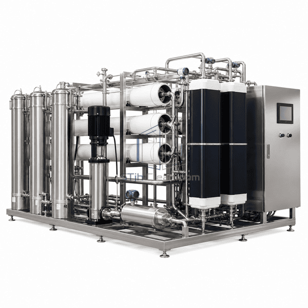 Purified water generation system side view of RO and EDI stages