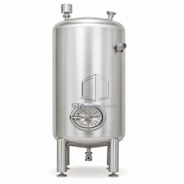 Purified Water storage tank upright front view with side manway