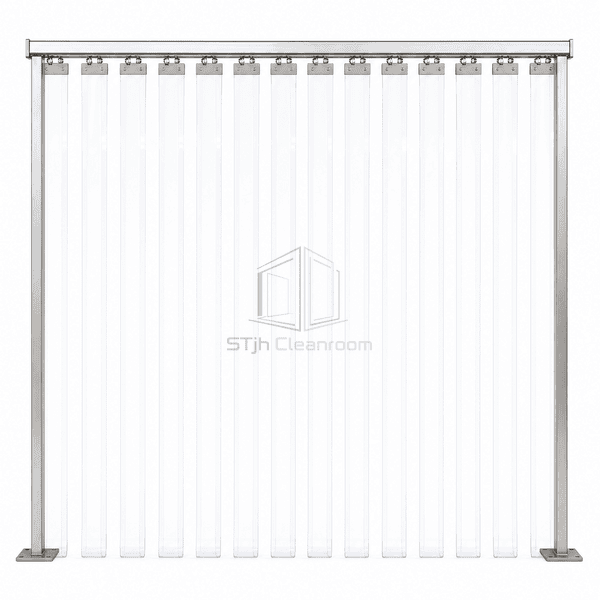 PVC strip curtain door shown as a full upright front elevation