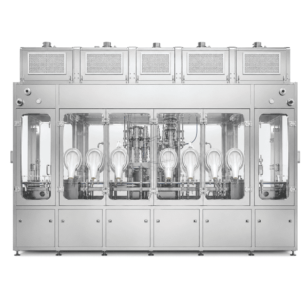 Pharmaceutical RABS full front view showing clear doors, glove ports and HEPA modules
