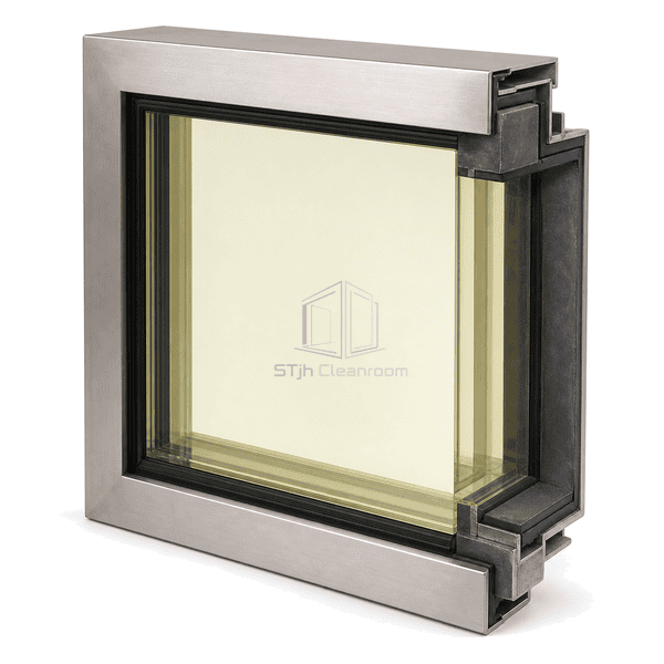 Section showing dense lead glass and overlapping shielded frame