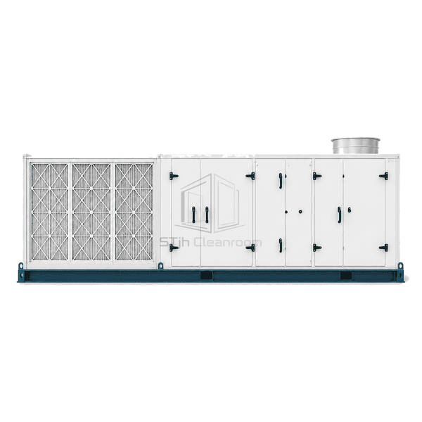 Front view of recirculation AHU fan and filter access doors