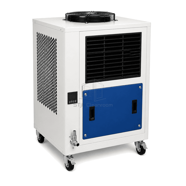 Opposite-side view of the complete industrial condensation dehumidifier