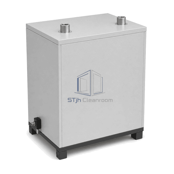 Refrigerated air dryer rear three-quarter view showing two top compressed-air ports, plain rear panel and fixed-foot base