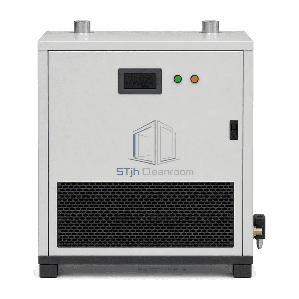 Refrigerated air dryer front view showing the dew-point controller, two status lamps, one service door and lower condenser grille
