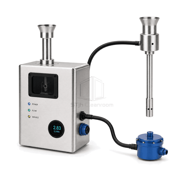 Horizontal arrangement of particle sensor, isokinetic probe and vacuum tubing