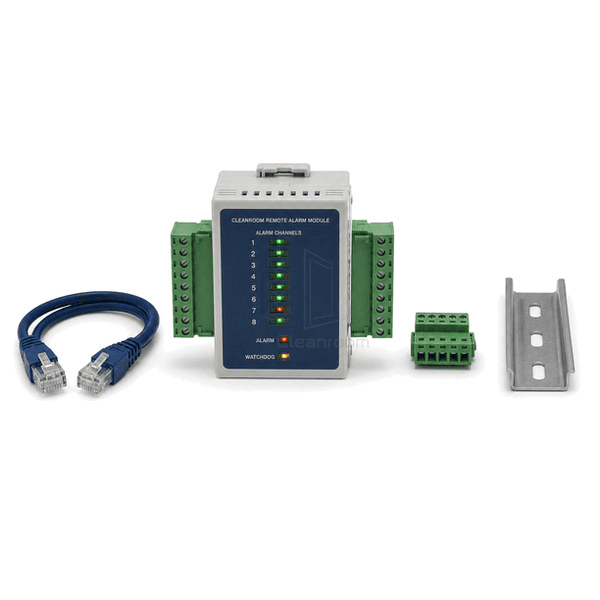 Horizontal arrangement of remote alarm module, terminal plugs and network cable