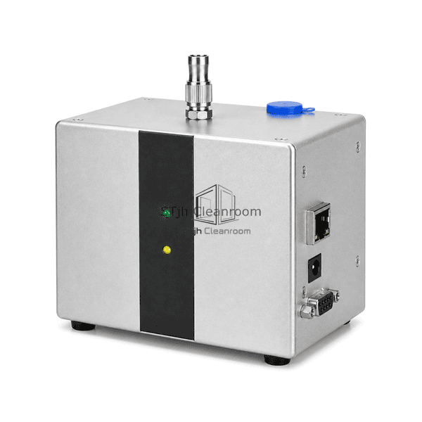 Remote particle counter side view showing inlet and communication ports