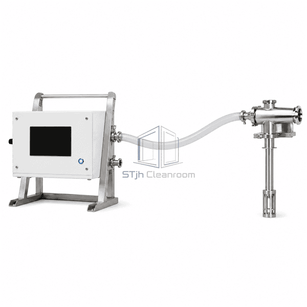 Horizontal arrangement of remote viable air sampler controller, tubing and fixed sampling point