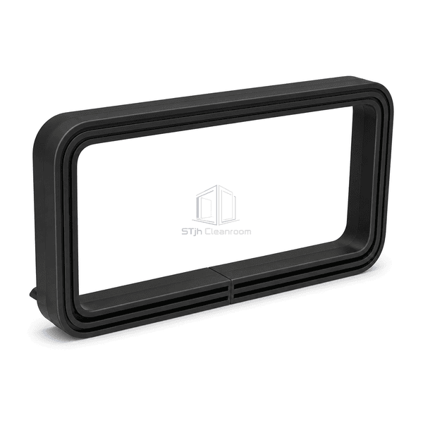 Rear-left full-loop view highlighting the window gasket bottom splice twin glazing channels and retention interface