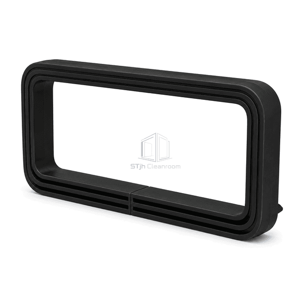 Low right-side view showing the replacement window gasket carrier depth paired glass grooves and keyed rear foot