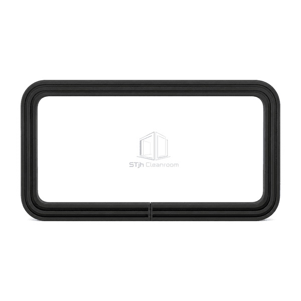 Straight front view of the pre-joined rectangular cleanroom window gasket loop and bottom vulcanized splice