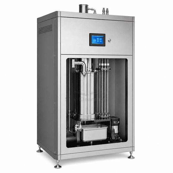 High opposite view of the complete resistive steam unit