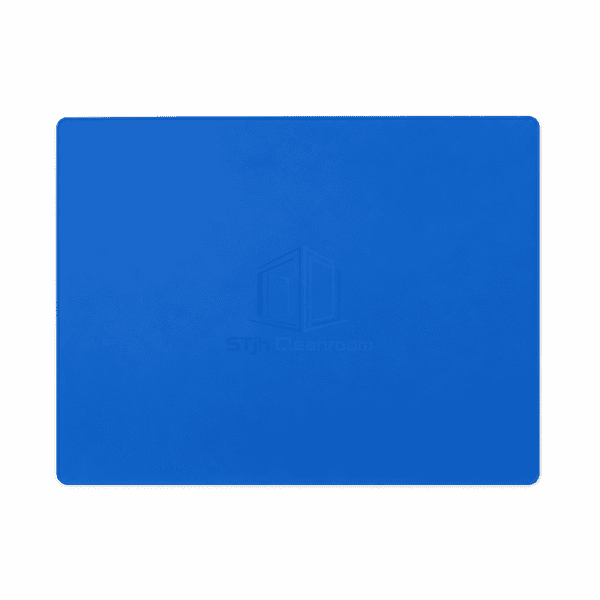 Top view of a complete cobalt-blue low-profile polymeric cleanroom mat