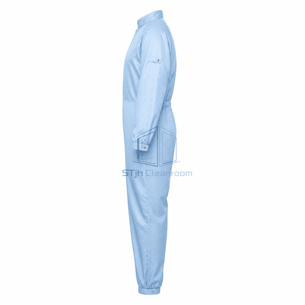 Reusable cleanroom garment side profile showing adjustable interfaces