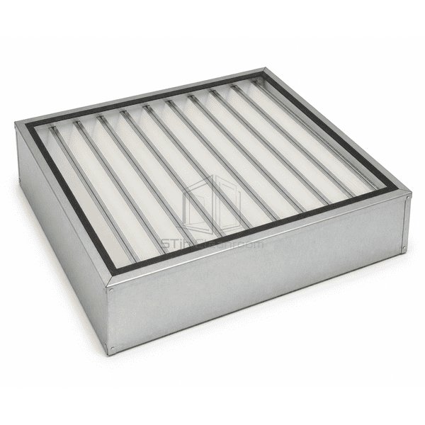 Complete horizontal box filter with gasketed mounting header