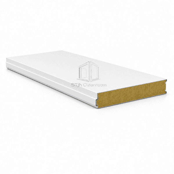 Horizontal full-length rock wool cleanroom sandwich panel