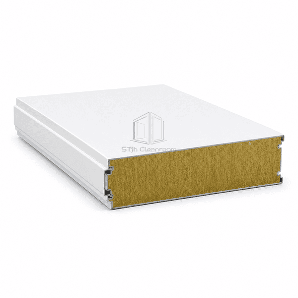Rock wool cleanroom panel tongue-and-groove edge connection