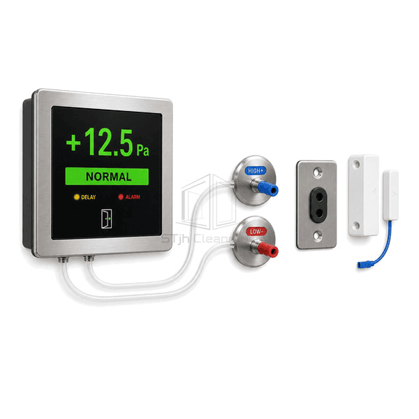 Horizontal arrangement of pressure display, reference tubing and wall plate