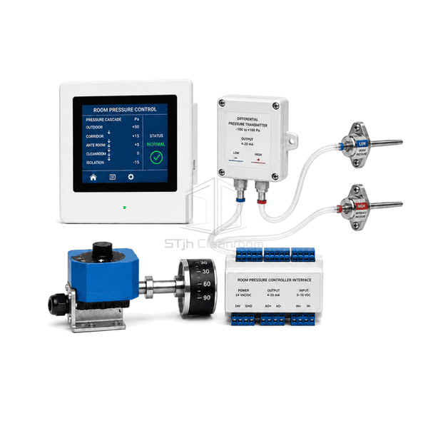 Side view of pressure controller with reference tubing and actuator interface