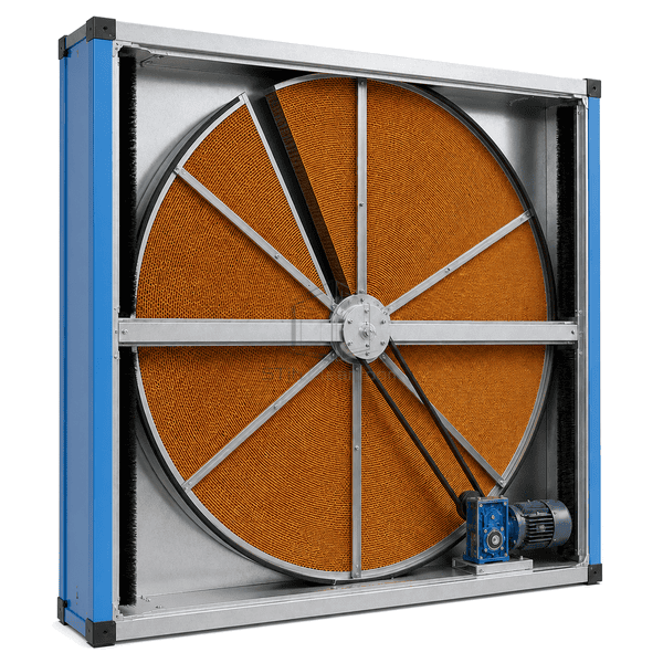 Cutaway sector showing corrugated aluminum matrix inside the recovery wheel