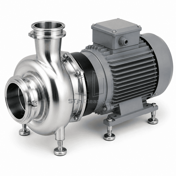 Sanitary centrifugal pump mechanical seal and clamp connection detail